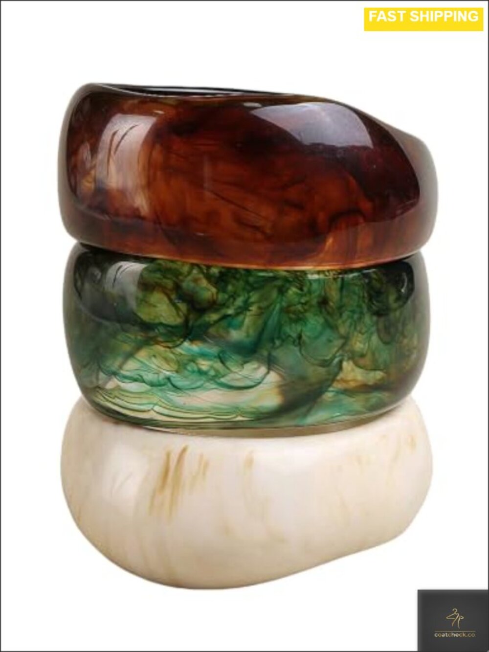 Chunky Acrylic Resin Bangle Bracelets Wide Geometric Stackable Set